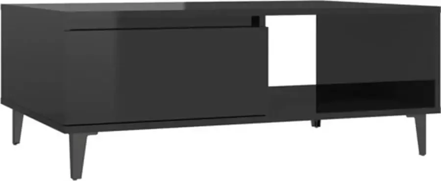 VIDAXL Salontafel 90x60x35 cm spaanplaat hoogglans zwart - Foto 2