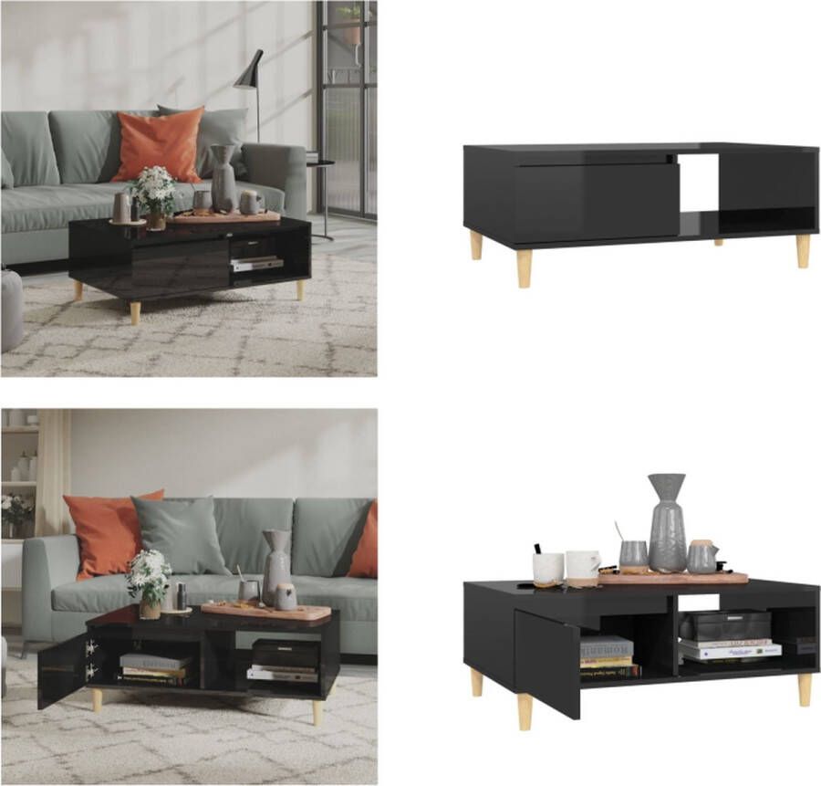 VidaXL Salontafel 90x60x35 cm spaanplaat hoogglans zwart Tafel Tafels Tafeltje Tafeltjes