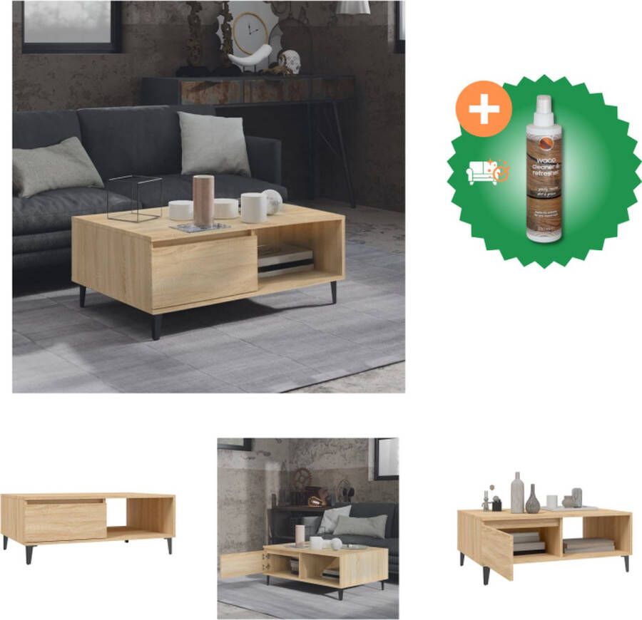 VidaXL Salontafel 90x60x35 cm spaanplaat sonoma eikenkleurig Tafel Inclusief Houtreiniger en verfrisser