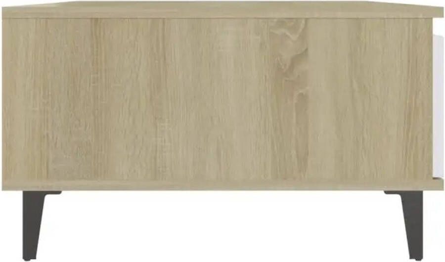 VIDAXL Salontafel 90x60x35 cm bewerkt hout wit en sonoma eikenkleurig - Foto 3