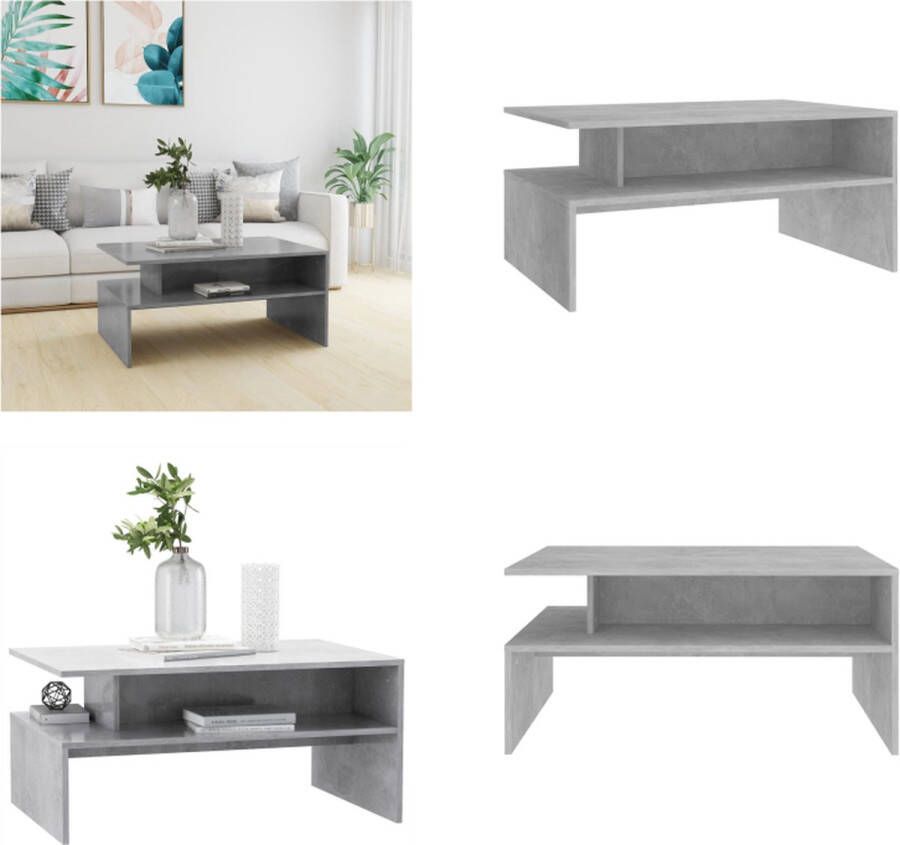 VidaXL Salontafel 90x60x42 5 cm bewerkt hout betongrijs Salontafel Salontafels Koffietafel Koffietafels