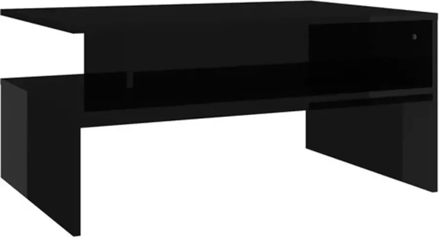 VIDAXL Salontafel 90x60x42 5 cm spaanplaat hoogglans zwart - Foto 2