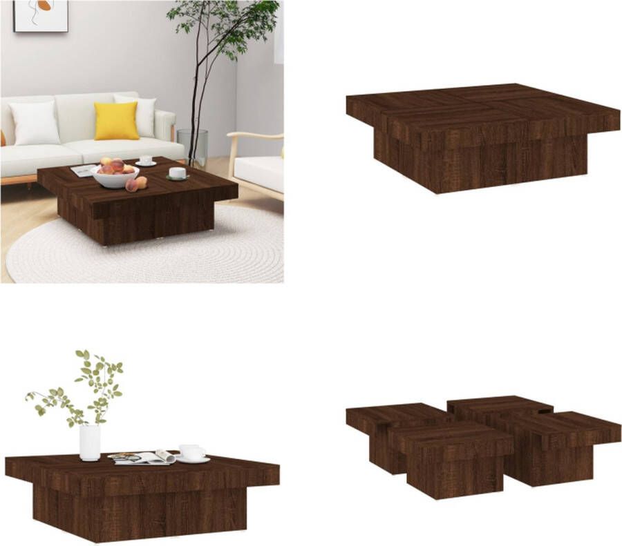 VidaXL Salontafel 90x90x28 cm bewerkt hout bruineikenkleurig Salontafel Salontafels Tafel Bijzettafel