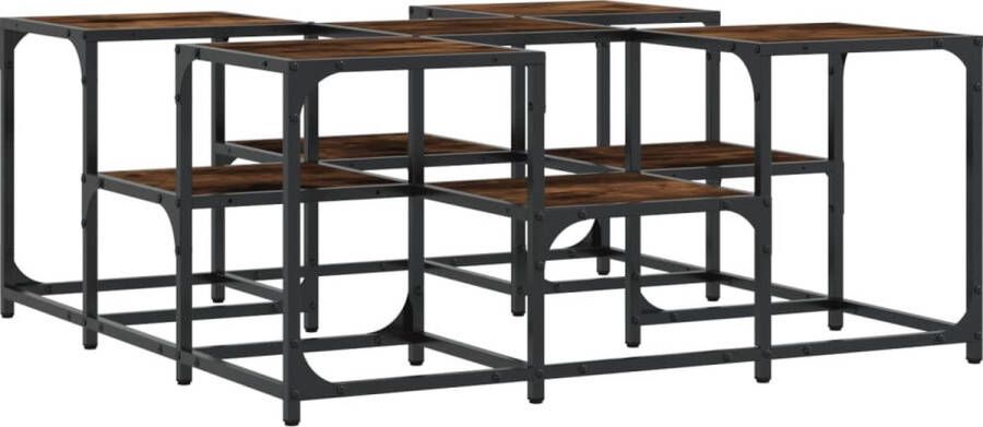 VidaXL Salontafel 91x91x40 cm Gerookt Eiken Salontafel Industrieel Houten Salontafel Bruine Salontafel Bijzettafel Tv Tafellaar