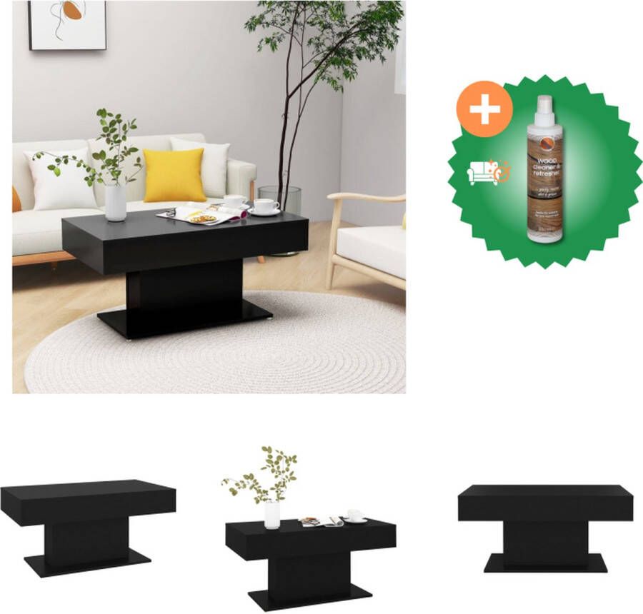 VidaXL Salontafel 96x50x45 cm spaanplaat zwart Tafel Inclusief Houtreiniger en verfrisser