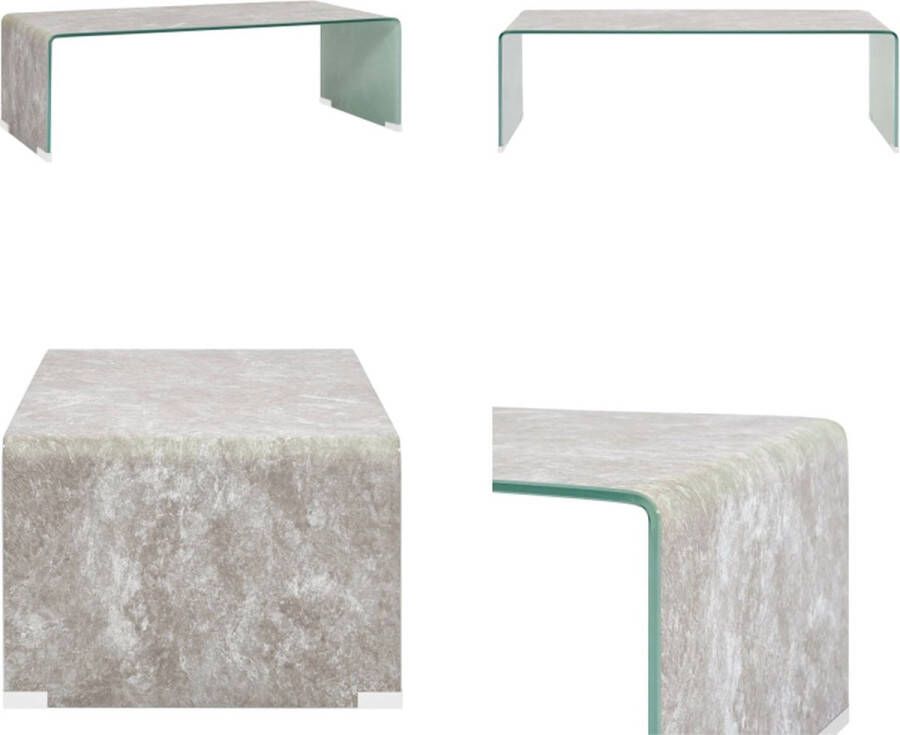 vidaXL Salontafel 98x45x31 cm gehard glas marmer bruin Salontafel Salontafels Woonkamertafel Woonkamertafels