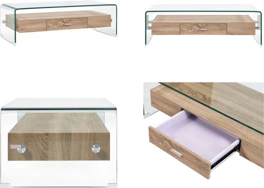VidaXL Salontafel 98x45x31 cm gehard glas transparant Salontafel Salontafels Salon Tafel Salon Tafels