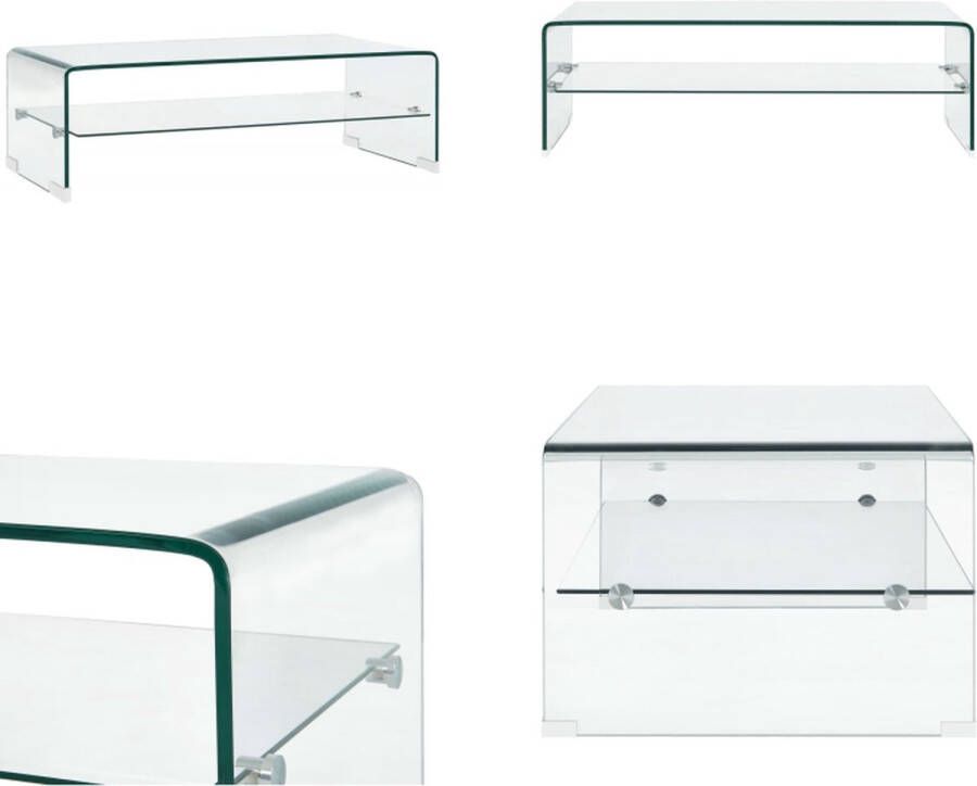 VidaXL Salontafel 98x45x31 cm gehard glas transparant Salontafel Salontafels Salon Tafel Salon Tafels - Foto 3
