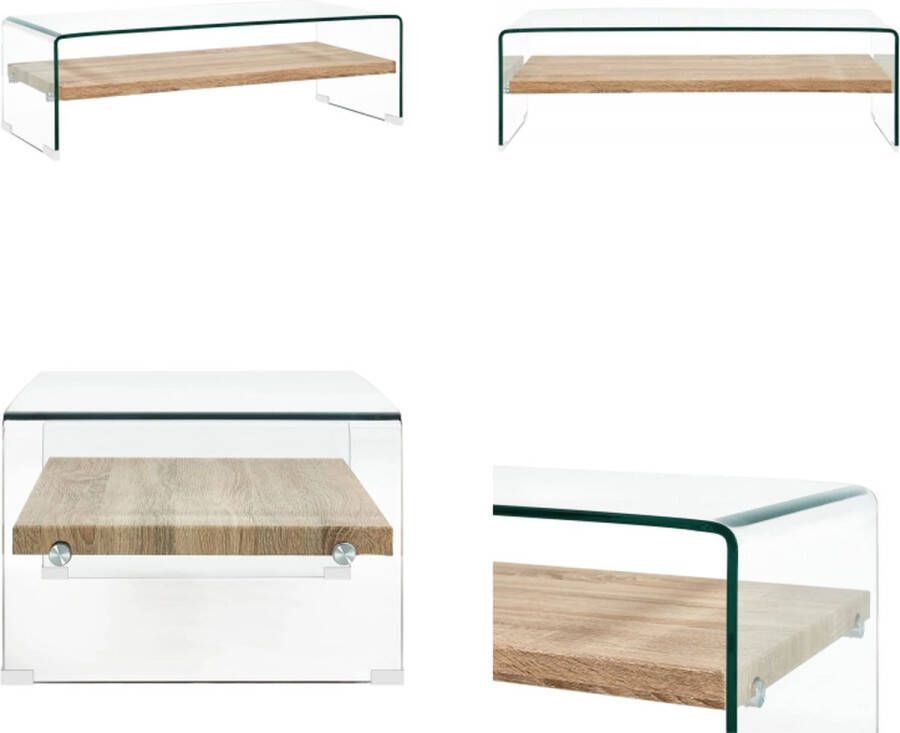 VidaXL Salontafel 98x45x31 cm gehard glas transparant Salontafel Salontafels Salon Tafel Salon Tafels