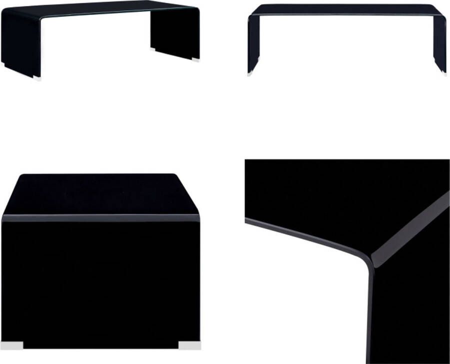 VidaXL Salontafel 98x45x31 cm gehard glas zwart Salontafel Salontafels Woonkamertafel Woonkamertafels