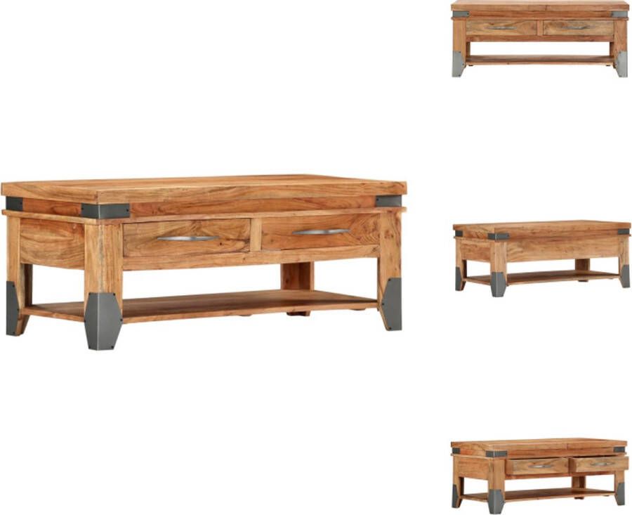 vidaXL Salontafel Acaciahout Natuurlijke afwerking 110 x 52 x 45 cm Met 2 lades en schap Tafel