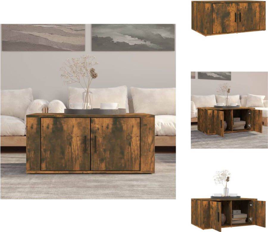 VidaXL Salontafel Salontafels Tafel Bijzettafel Salontafel 80x50x36 cm bewerkt hout gerookt eikenkleurig - Foto 2