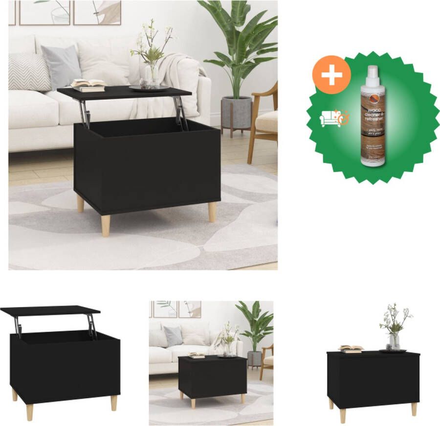 VidaXL Salontafel Aiden Salontafel Lift Top 60 x 44.5 x 45 cm Zwart Tafel Inclusief Houtreiniger en verfrisser