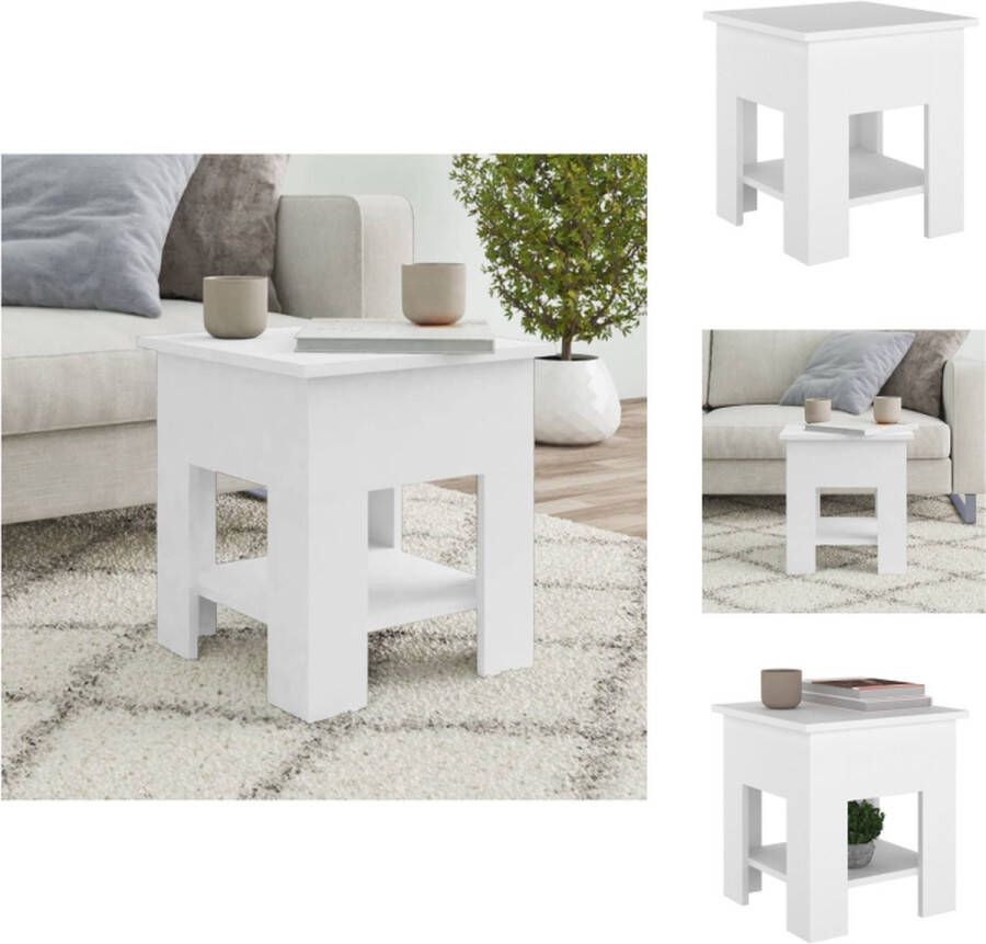 VidaXL Salontafel Salontafels Woonkamertafel Banktafel Salontafel 40x40x42 cm bewerkt hout wit - Foto 2