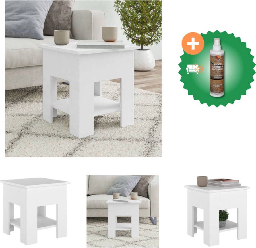 VidaXL Salontafel Alex Salontafel 40 x 40 x 42 cm Wit Bewerkt hout Tafel Inclusief Houtreiniger en verfrisser