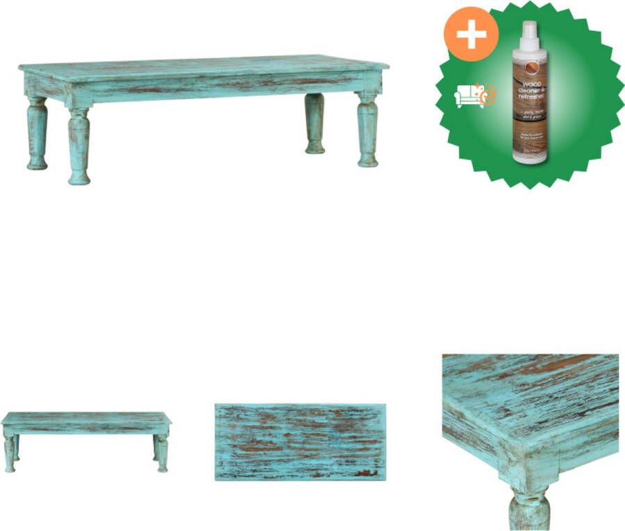 VidaXL Salontafel Antieke Stijl 110 x 50 x 34 cm Massief Gerecycled Hout Tafel Inclusief Houtreiniger en verfrisser