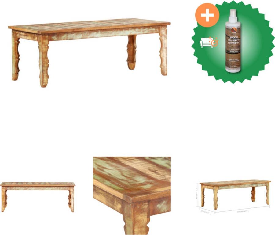 VidaXL Salontafel Antieke Stijl 110 x 50 x 40 cm Massief gerecycled hout Tafel Inclusief Houtreiniger en verfrisser