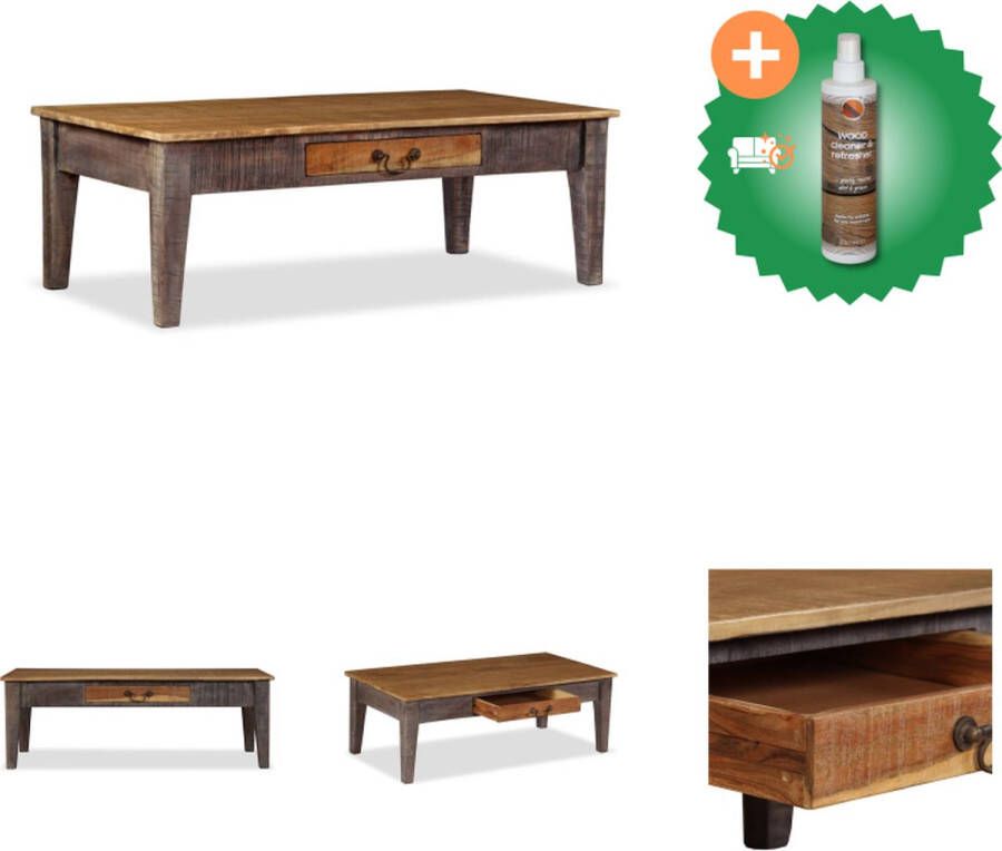 VidaXL Salontafel Antieke Stijl 118 x 60 x 40 cm Massief Hout Tafel Inclusief Houtreiniger en verfrisser