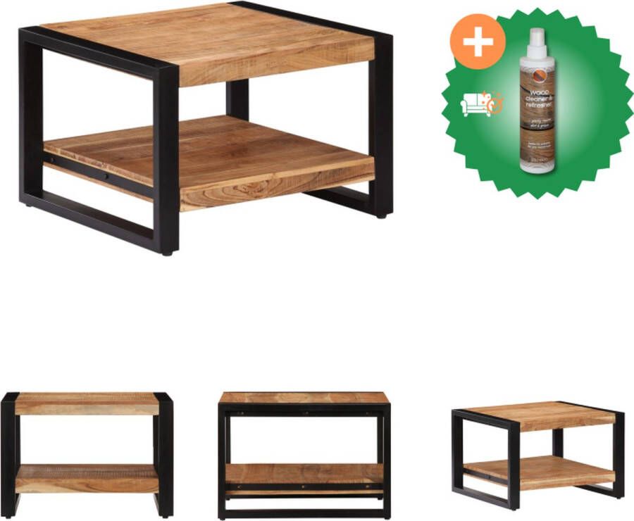 VidaXL Salontafel Antieke Stijl 60 x 60 x 40 cm Handgemaakt Massief Acaciahout Tafel Inclusief Houtreiniger en verfrisser