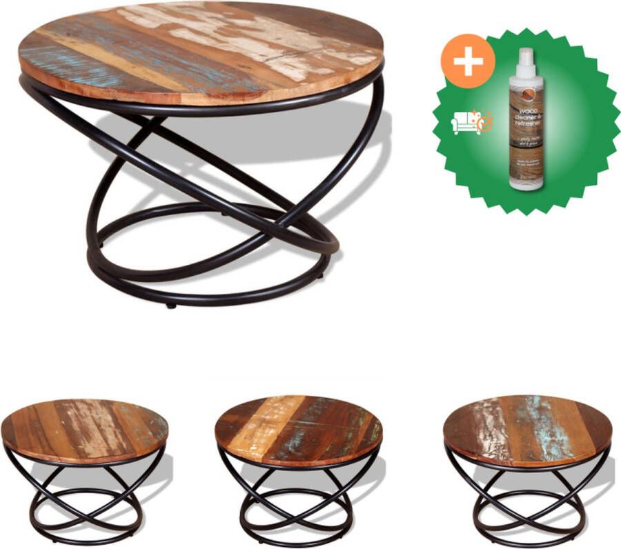 VidaXL Salontafel Antieke Stijl 60x60x40 cm Gerecycled Hout Handgemaakt Tafel Inclusief Houtreiniger en verfrisser