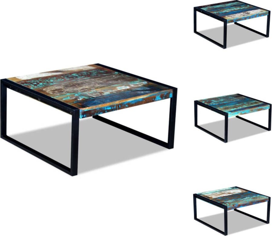 VidaXL Salontafel Antieke Stijl 80x80x40 cm Massief gerecycled hout en ijzer Tafel