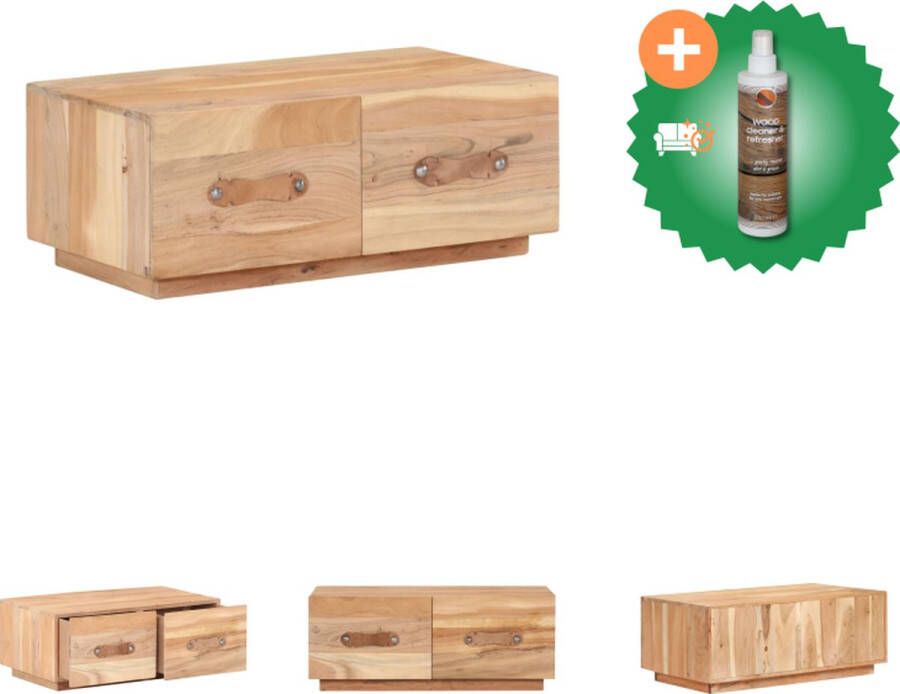 VidaXL Salontafel Industriële Stijl Gerecycled Hout 90x50x35 cm Bruin Met 2 Lades Tafel Inclusief Houtreiniger en verfrisser - Foto 2