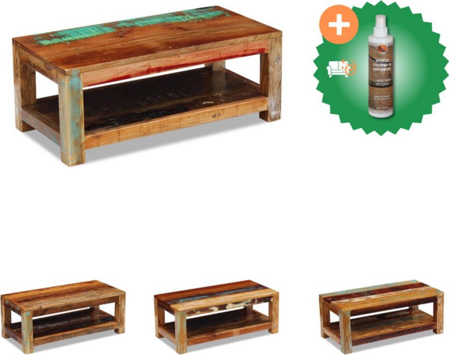 VidaXL Salontafel Antieke Stijl Gerecycled Hout 90x45x35cm Uniek Tafel Inclusief Houtreiniger en verfrisser