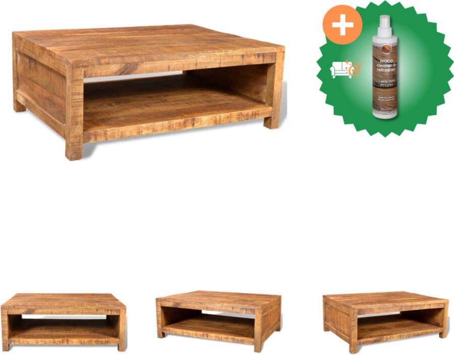 VidaXL Salontafel Antieke Stijl Hout 80x60x30 cm Met opslag Tafel Inclusief Houtreiniger en verfrisser