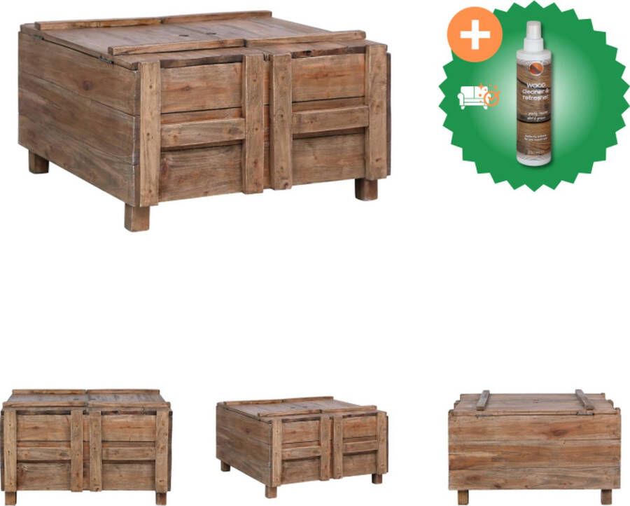 VidaXL Salontafel Antieke Stijl Massief Gerecycled Hout 65x65x38cm Tafel Inclusief Houtreiniger en verfrisser