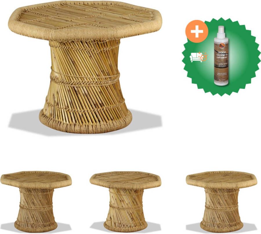 VidaXL Salontafel Bamboe Jute 60 x 60 cm Handgemaakt Tafel Inclusief Houtreiniger en verfrisser