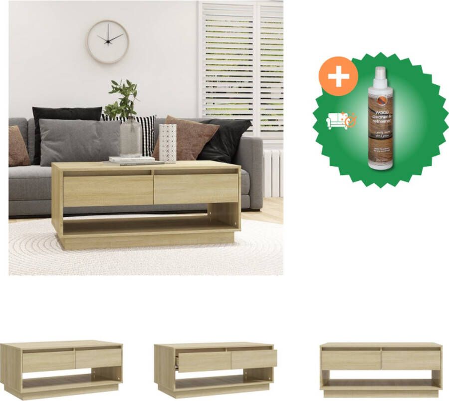 VidaXL Salontafel Banktafel 102.5 x 55 x 44 cm Sonoma Eiken Montage vereist Tafel Inclusief Houtreiniger en verfrisser
