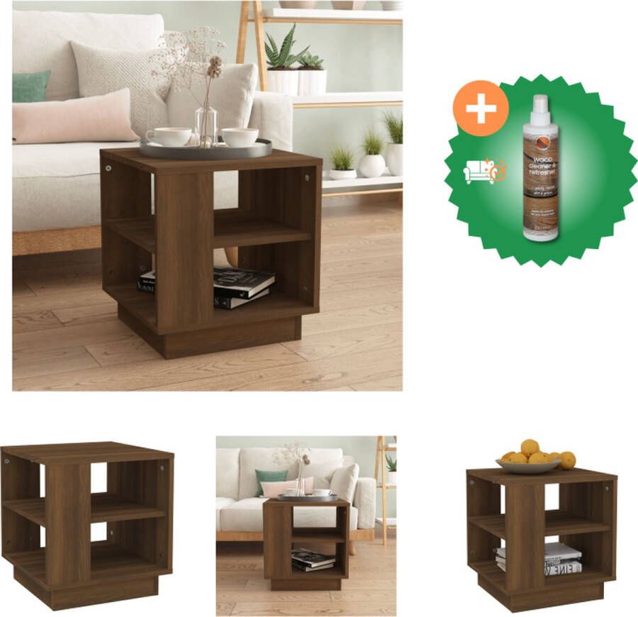 VidaXL Salontafel 40x40x43 cm bewerkt hout bruineikenkleurig Tafel Inclusief Houtreiniger en verfrisser