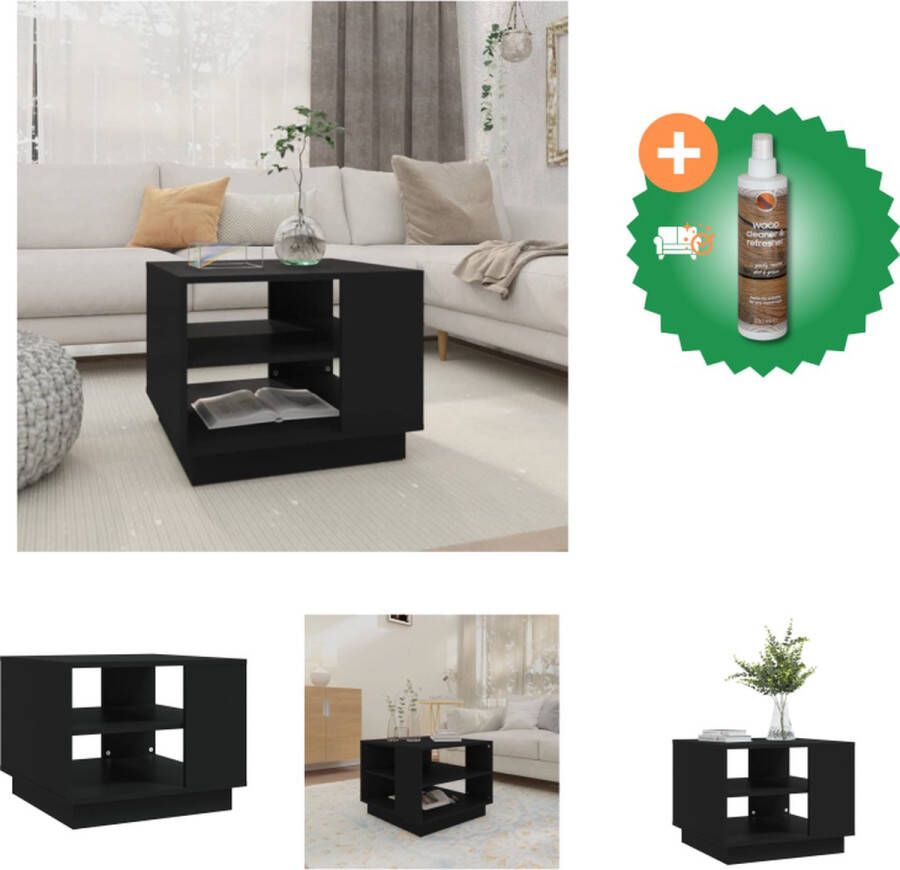 VidaXL Salontafel Banktafel Spaanplaat 55x55x43 cm Zwart Tafel Inclusief Houtreiniger en verfrisser