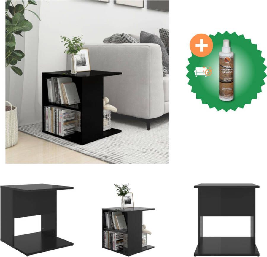 VidaXL Bijzettafel 45x45x48 cm spaanplaat hoogglans zwart Tafel Inclusief Houtreiniger en verfrisser