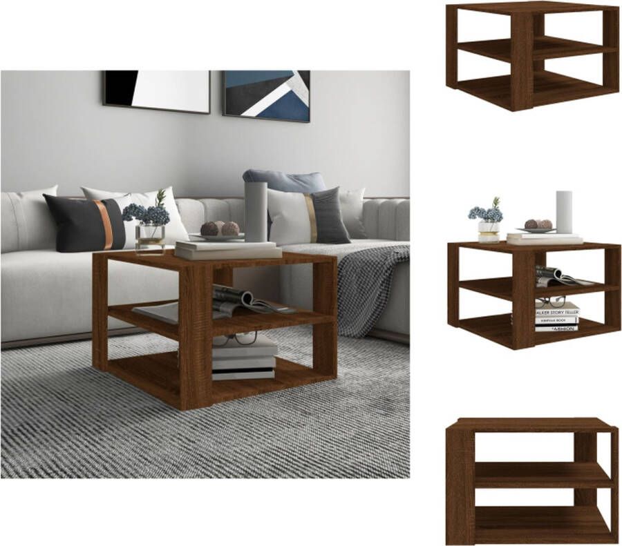 VidaXL Salontafel Salontafels Tafel Bijzettafel Salontafel 60x60x40 cm bewerkt hout bruineikenkleurig
