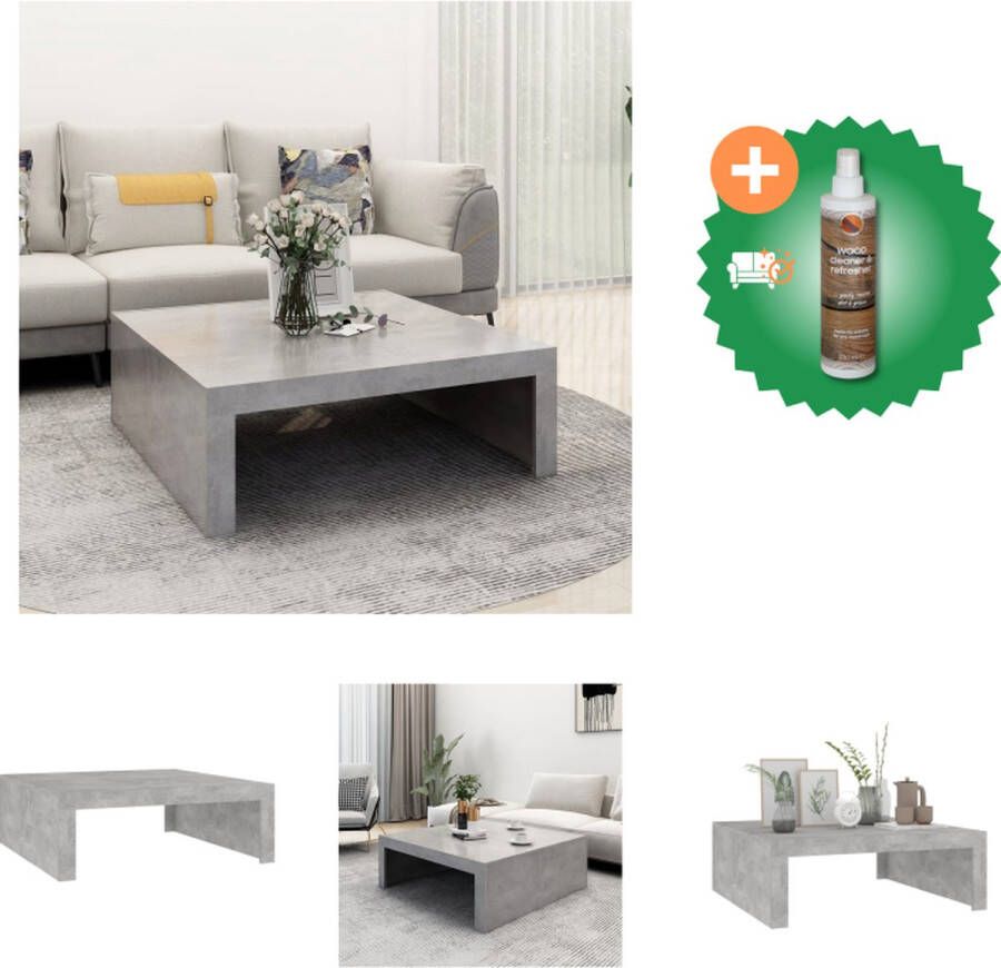 VidaXL Salontafel Betongrijs 100 x 100 x 35 cm Stabiel en duurzaam Tafel Inclusief Houtreiniger en verfrisser - Foto 2