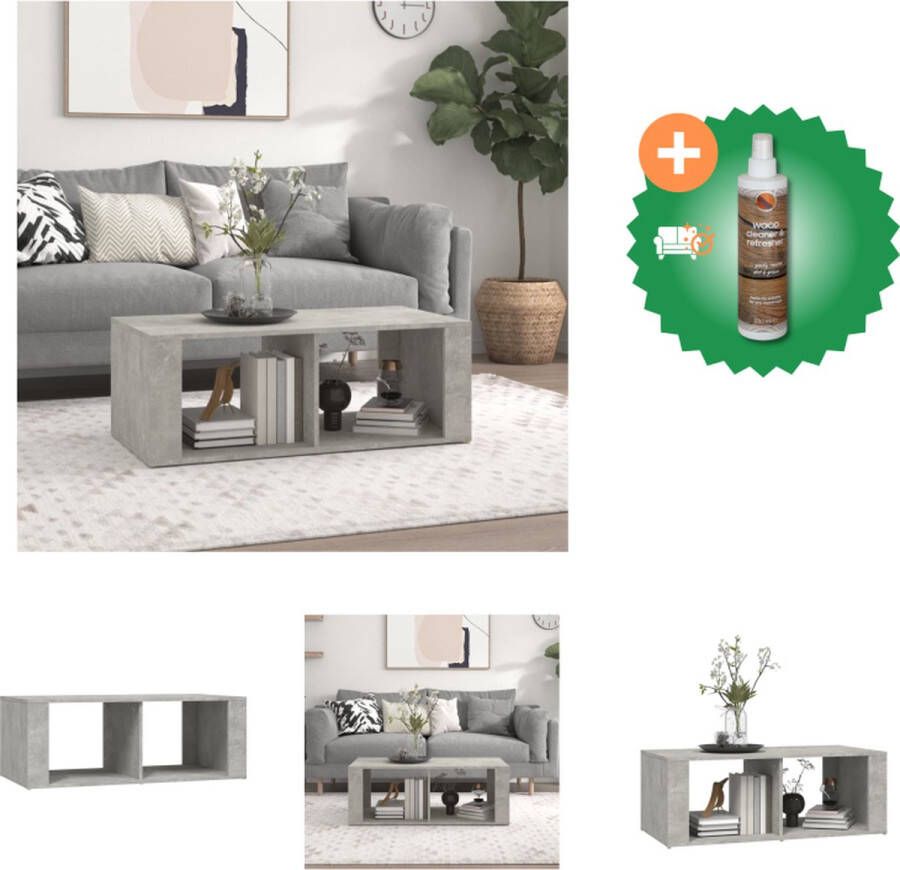 VidaXL Salontafel Betongrijs 100 x 50 x 36 cm Duurzaam hout Tafel Inclusief Houtreiniger en verfrisser