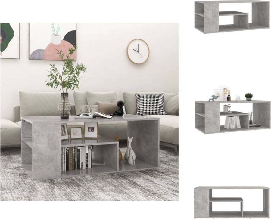 VidaXL Salontafel Salontafels Koffietafel Koffietafels Salontafel 100x50x40 cm bewerkt hout betongrijs - Foto 3