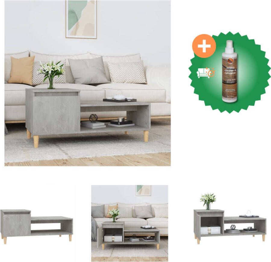 VidaXL Salontafel Betongrijs 100 x 50 x 45 cm Duurzaam bewerkt hout en metaal Tafel Inclusief Houtreiniger en verfrisser - Foto 2