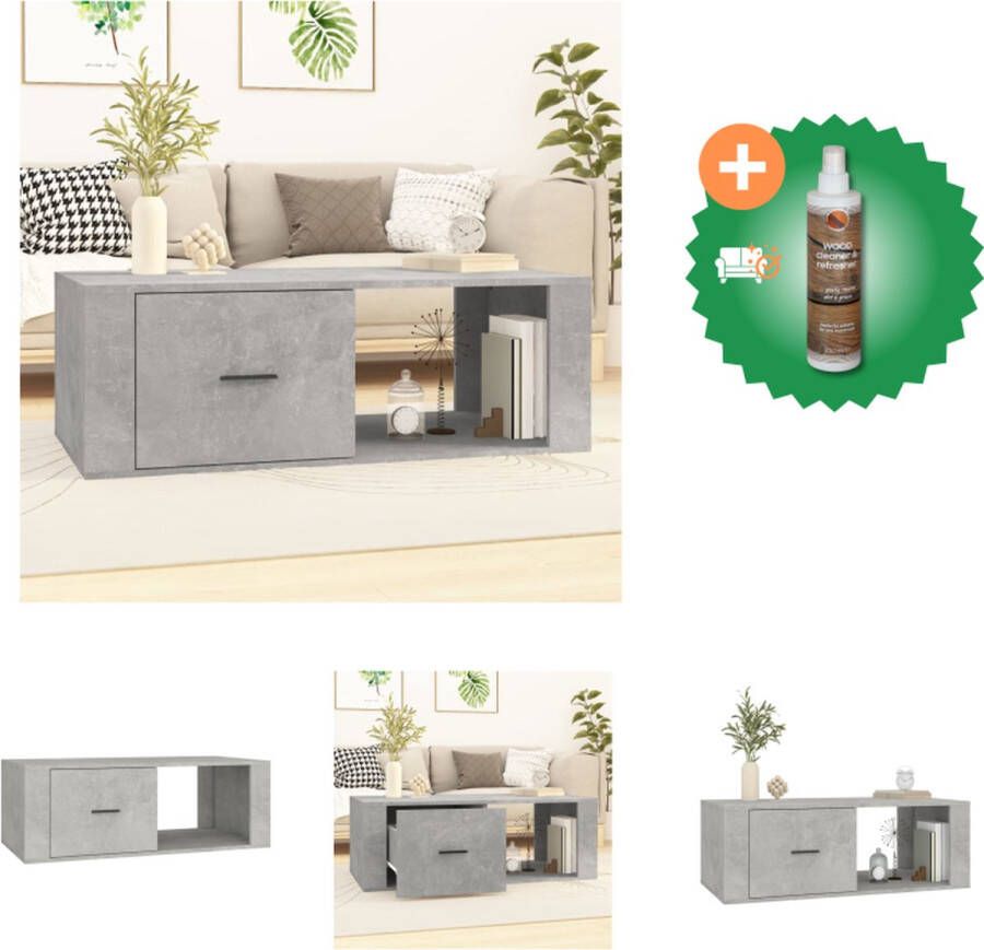 VidaXL Salontafel Betongrijs 100 x 50.5 x 35 cm Duurzaam bewerkt hout Tafel Inclusief Houtreiniger en verfrisser