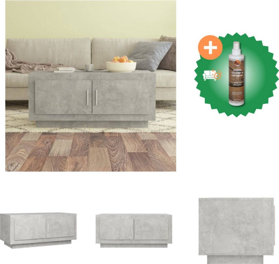 VidaXL Salontafel Betongrijs 102 x 50 x 45 cm Stevig frame Tafel Inclusief Houtreiniger en verfrisser