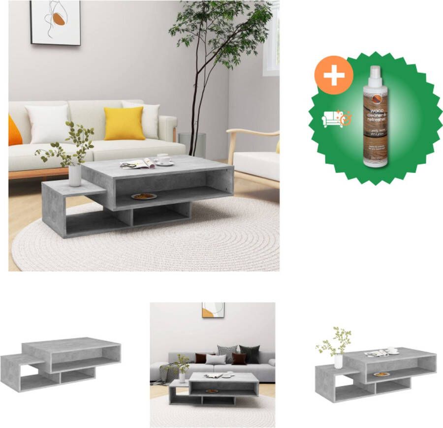 VidaXL Salontafel Betongrijs 105x55x32 cm Met veel opbergruimte Tafel Inclusief Houtreiniger en verfrisser