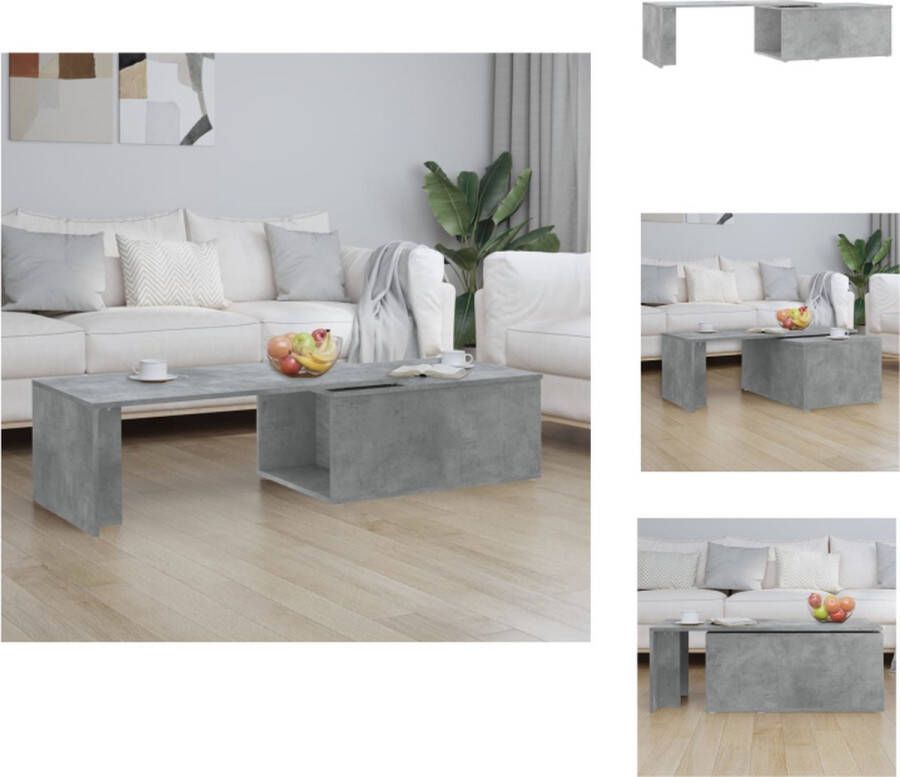 VidaXL Salontafel Salontafels Koffietafel Koffietafels Salontafel 150x50x35 cm bewerkt hout betongrijs - Foto 2