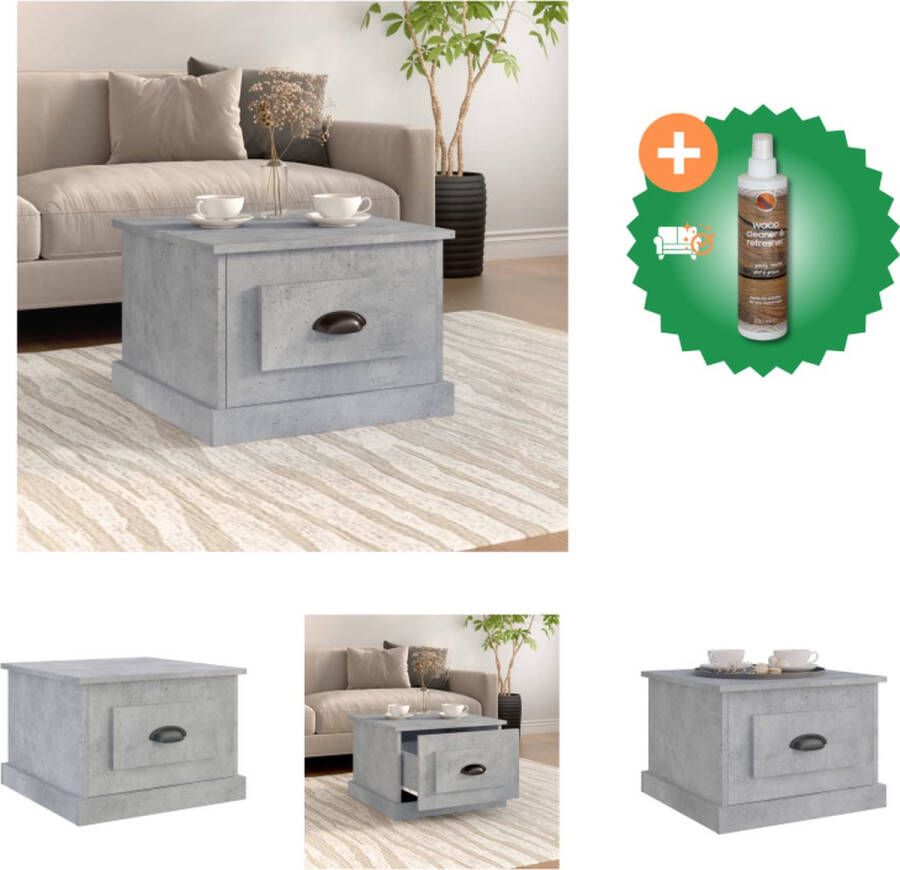 VidaXL Salontafel Betongrijs 50 x 50 x 35 cm Duurzaam Hout Tafel Inclusief Houtreiniger en verfrisser