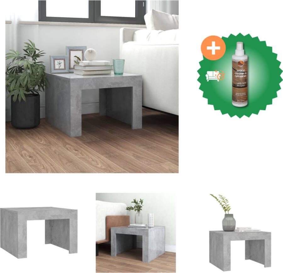VidaXL Salontafel Betongrijs 50 x 50 x 35 cm Stevig tafelblad Tafel Inclusief Houtreiniger en verfrisser