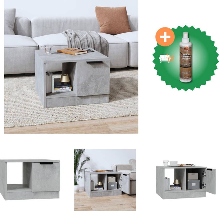 VidaXL Salontafel Betongrijs 50 x 50 x 36 cm Bewerkt Hout Tafel Inclusief Houtreiniger en verfrisser
