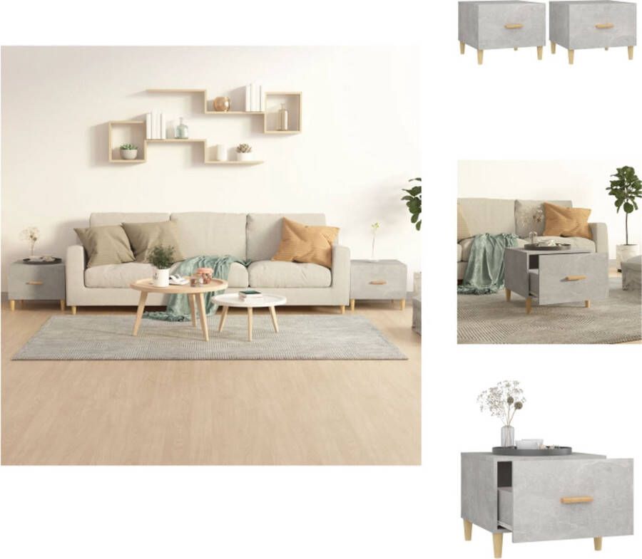 VidaXL Salontafel Salontafels Tafel Bijzettafel Salontafels 2 st 50x50x40 cm bewerkt hout betongrijs