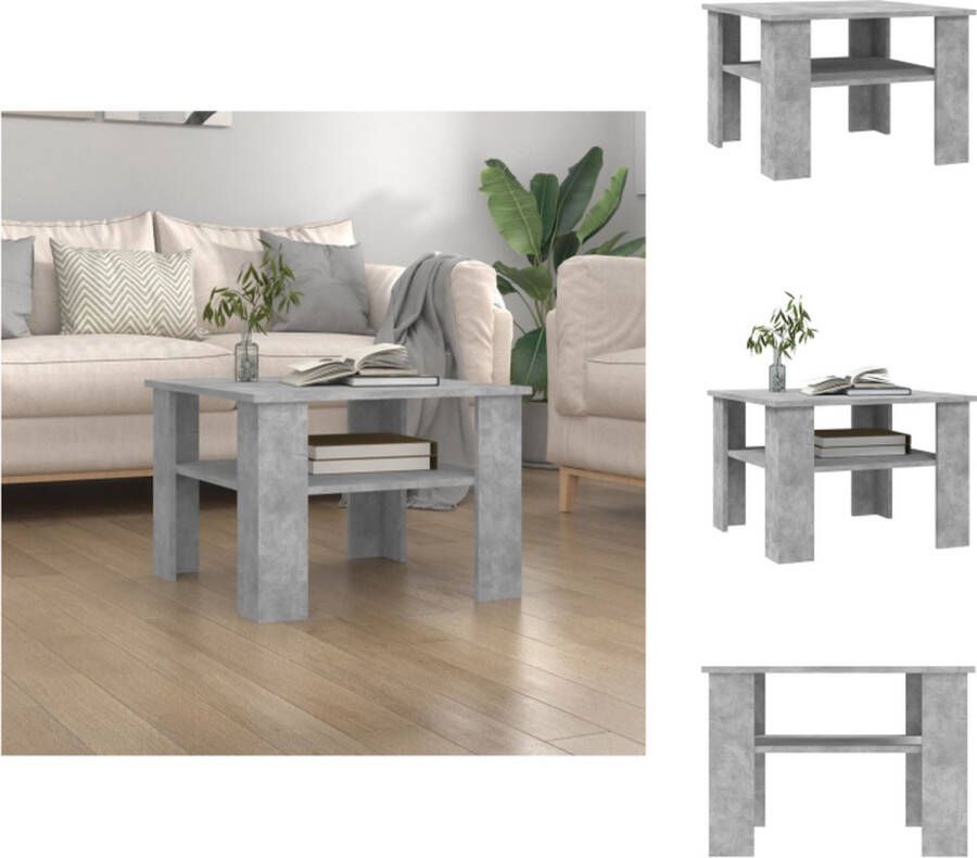 VidaXL Salontafel Salontafels Bijzettafel Tafeltje Salontafel 60x60x42 cm bewerkt hout betongrijs