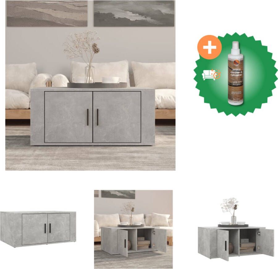 VidaXL salontafel Betongrijs 80 x 50 x 36 cm Duurzaam bewerkt hout Tafel Inclusief Houtreiniger en verfrisser