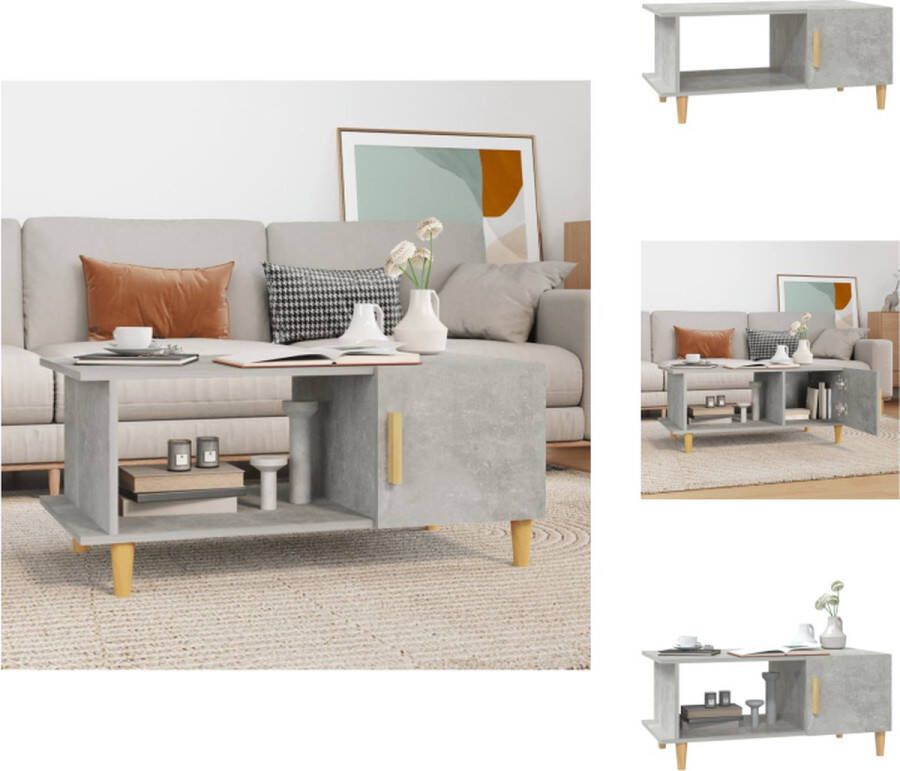 VidaXL Salontafel Betongrijs 90 x 50 x 40 cm Hoge kwaliteit bewerkt hout en massief eucalyptushout Tafel